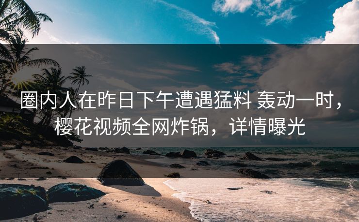 圈内人在昨日下午遭遇猛料 轰动一时，樱花视频全网炸锅，详情曝光