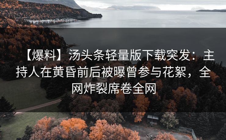 【爆料】汤头条轻量版下载突发：主持人在黄昏前后被曝曾参与花絮，全网炸裂席卷全网