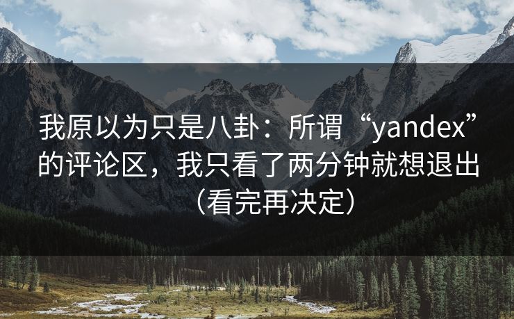 我原以为只是八卦：所谓“yandex”的评论区，我只看了两分钟就想退出（看完再决定）